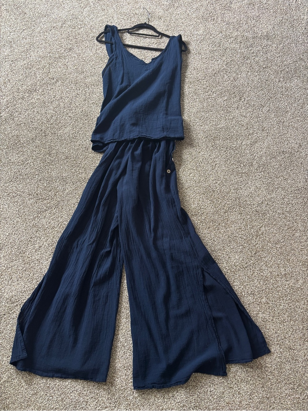 Navy Wide-Leg Pant and matching Tank - size M